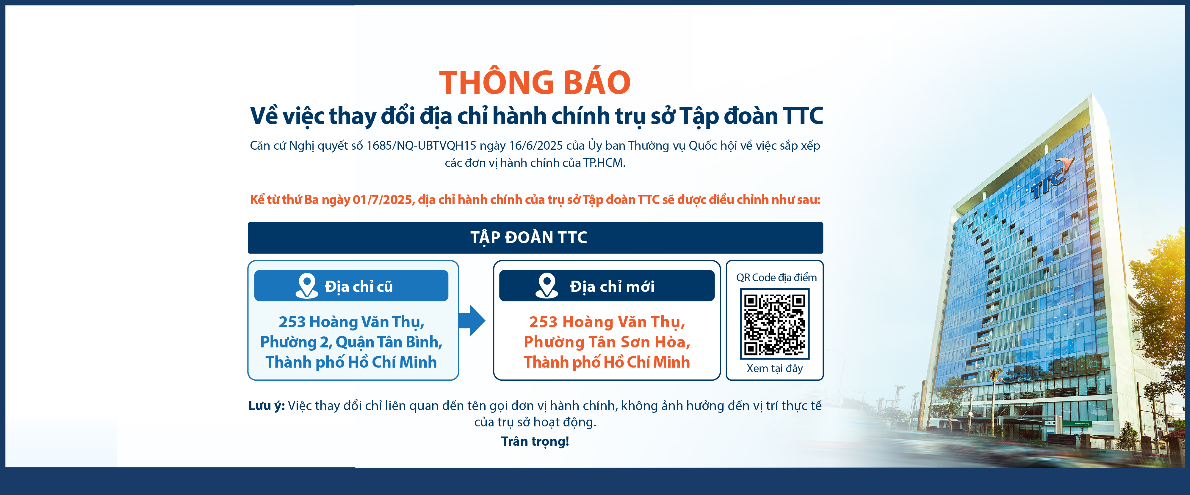 Thông báo Vv cập nhật địa chỉ mới